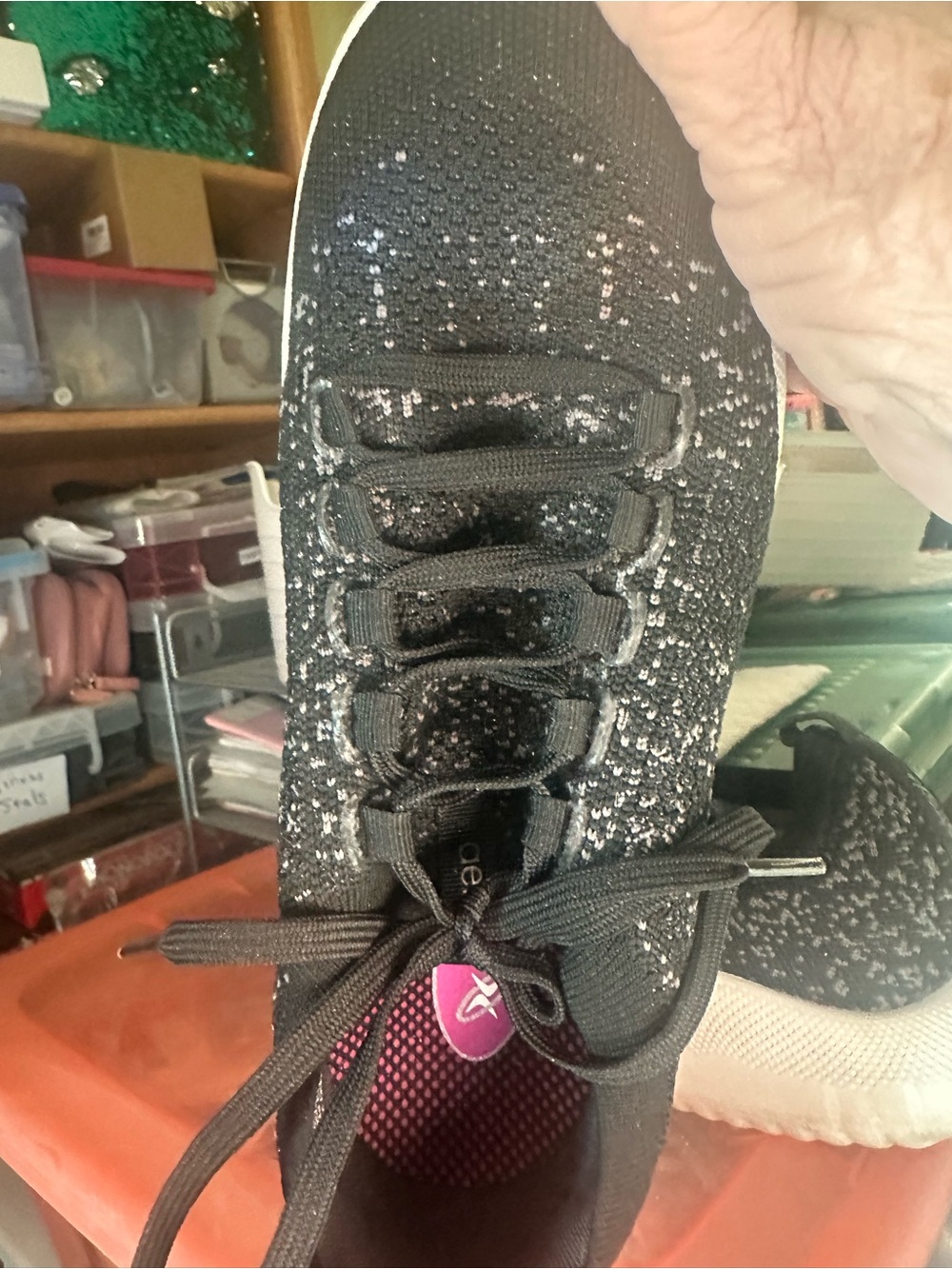 Aetrex Black Sneaker with Pink Insole Accent